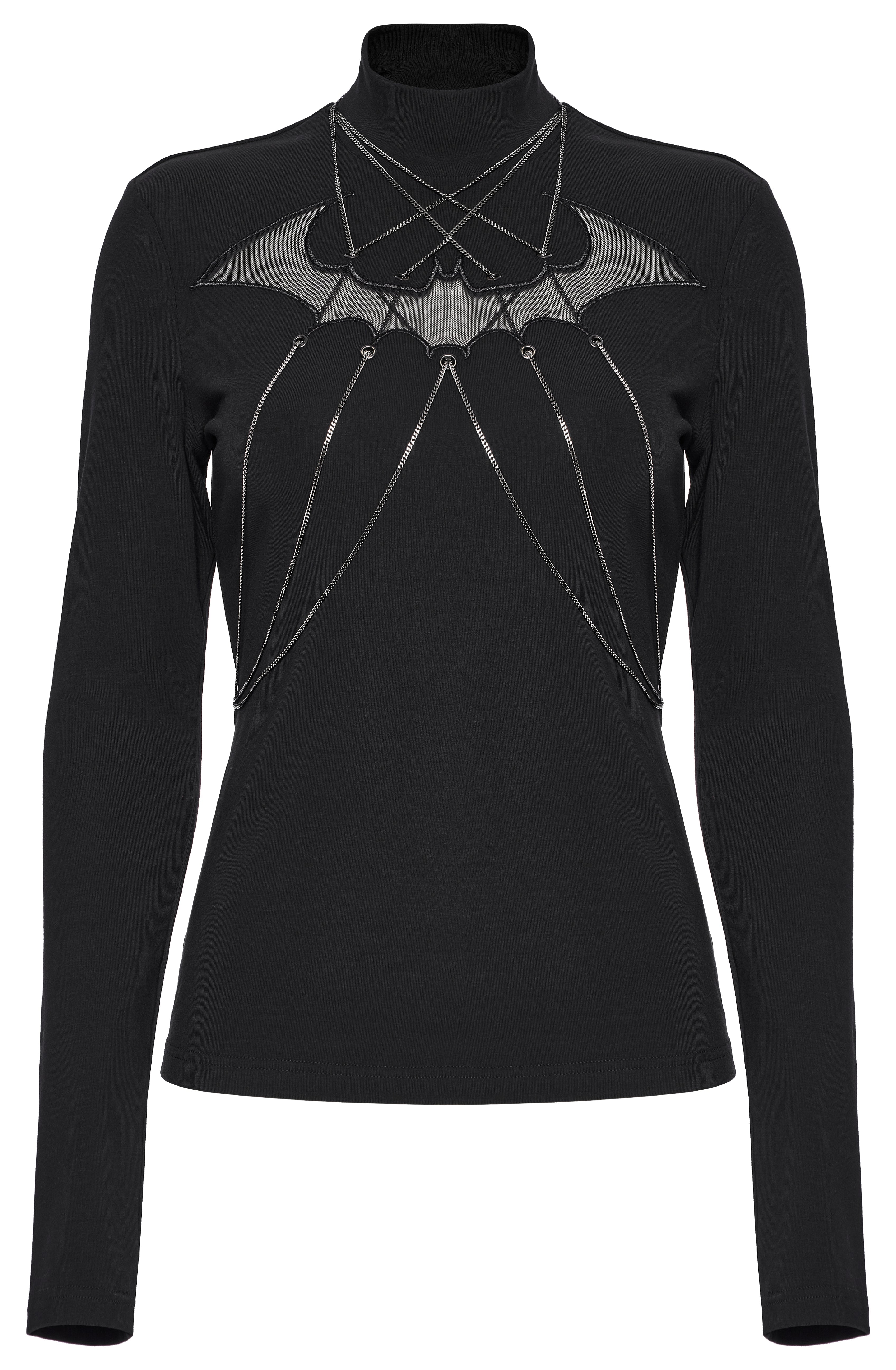 Punk Rave Morrigan Bat Chain Goth Top In Black