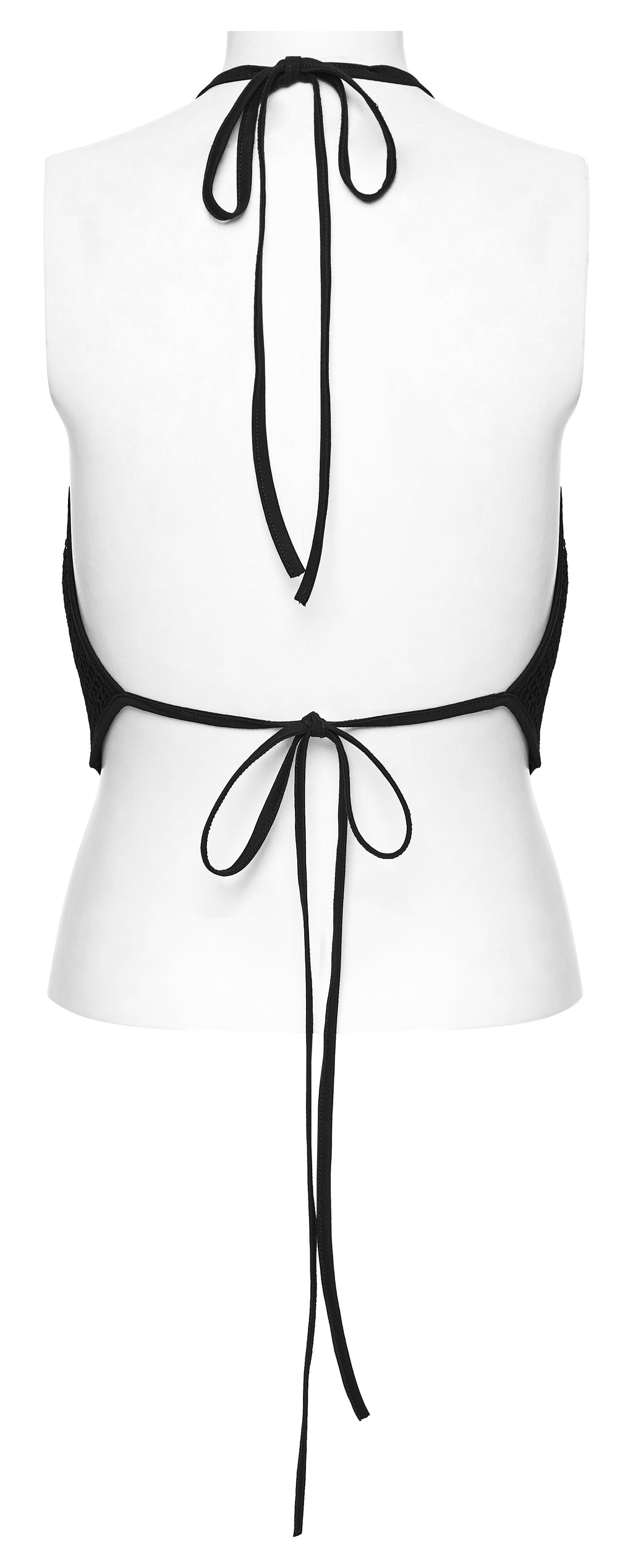 Punk Rave Goth Camisole Top with Feature Embroidery and Tie Back
