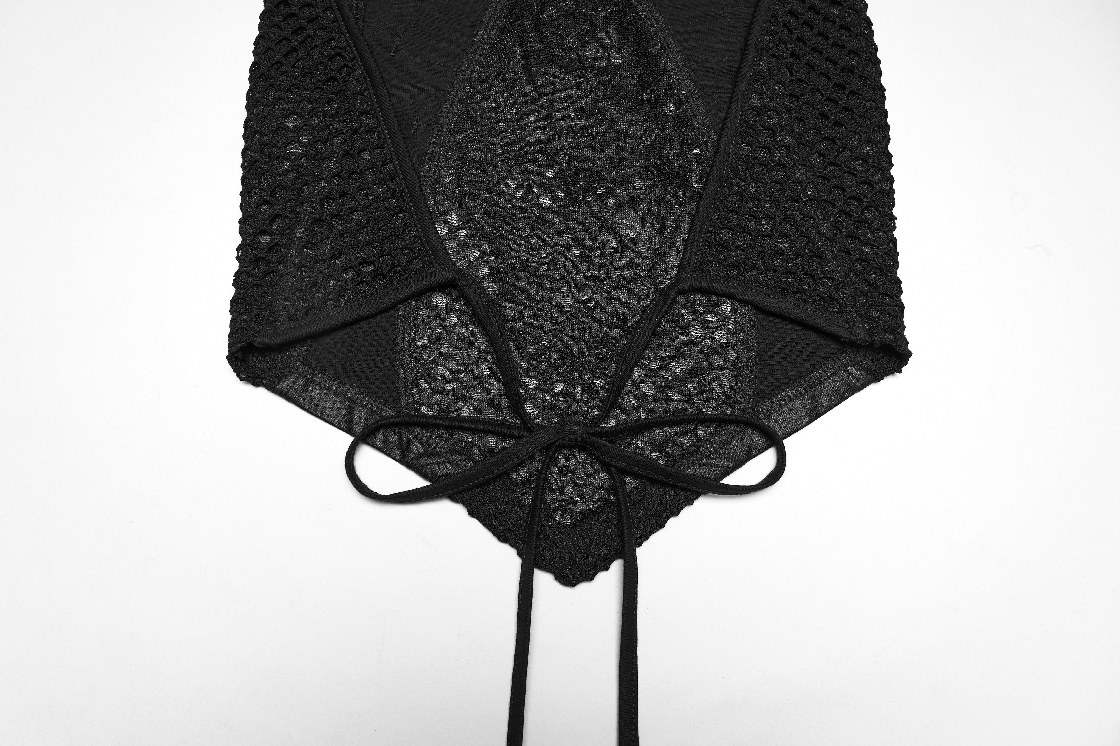 Punk Rave Goth Camisole Top with Feature Embroidery and Tie Back