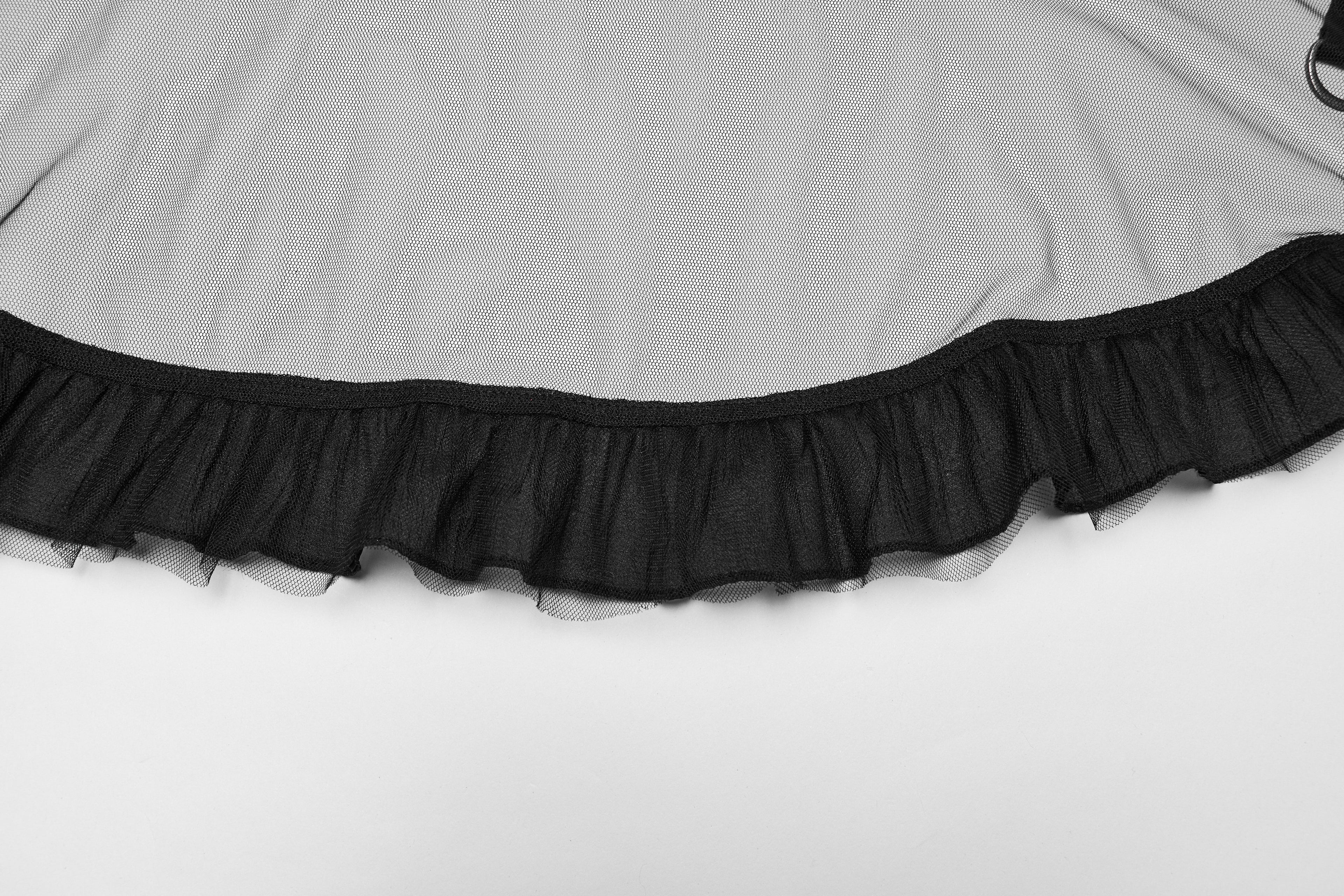 Punk Rave Morrigan Mesh Plaid High-Low Skirt