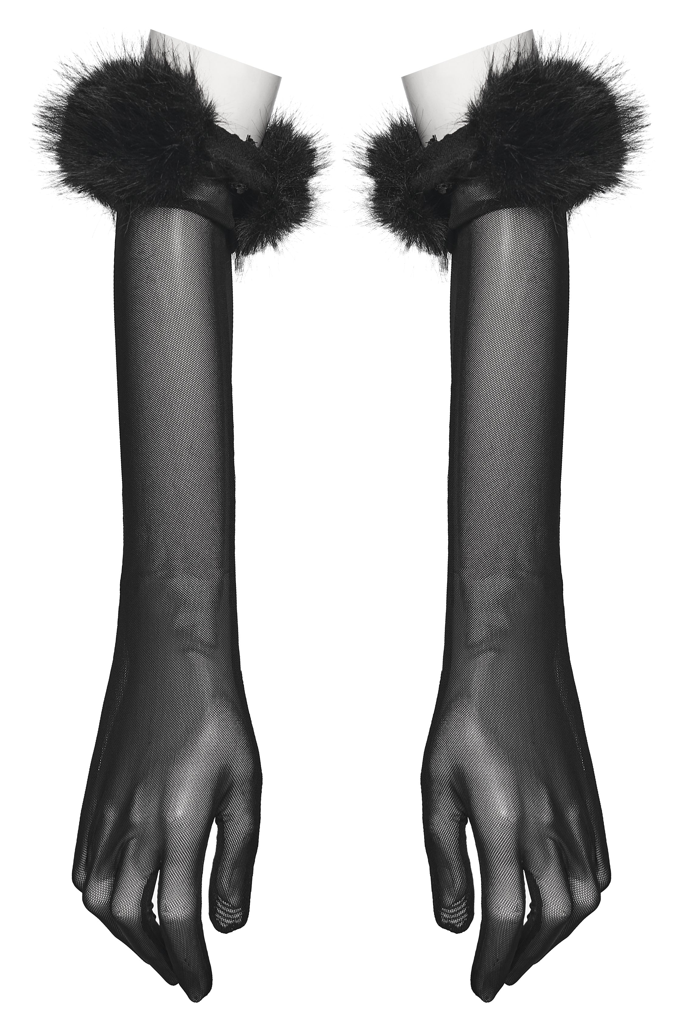 Punk Rave Fluffy Goth Claw Gloves