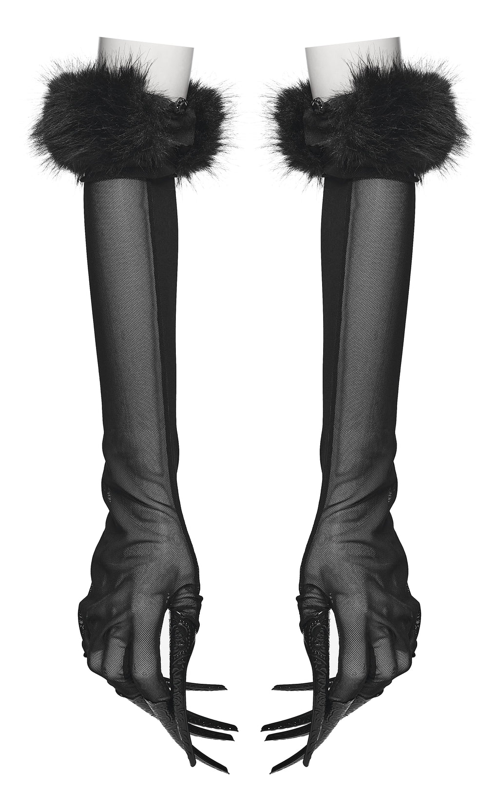 Punk Rave Fluffy Goth Claw Gloves