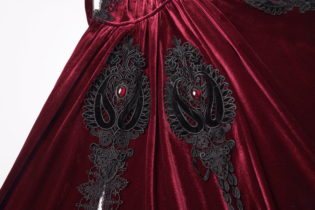Punk Rave Seraphiel Gothic Velvet Cloak – Blood Red