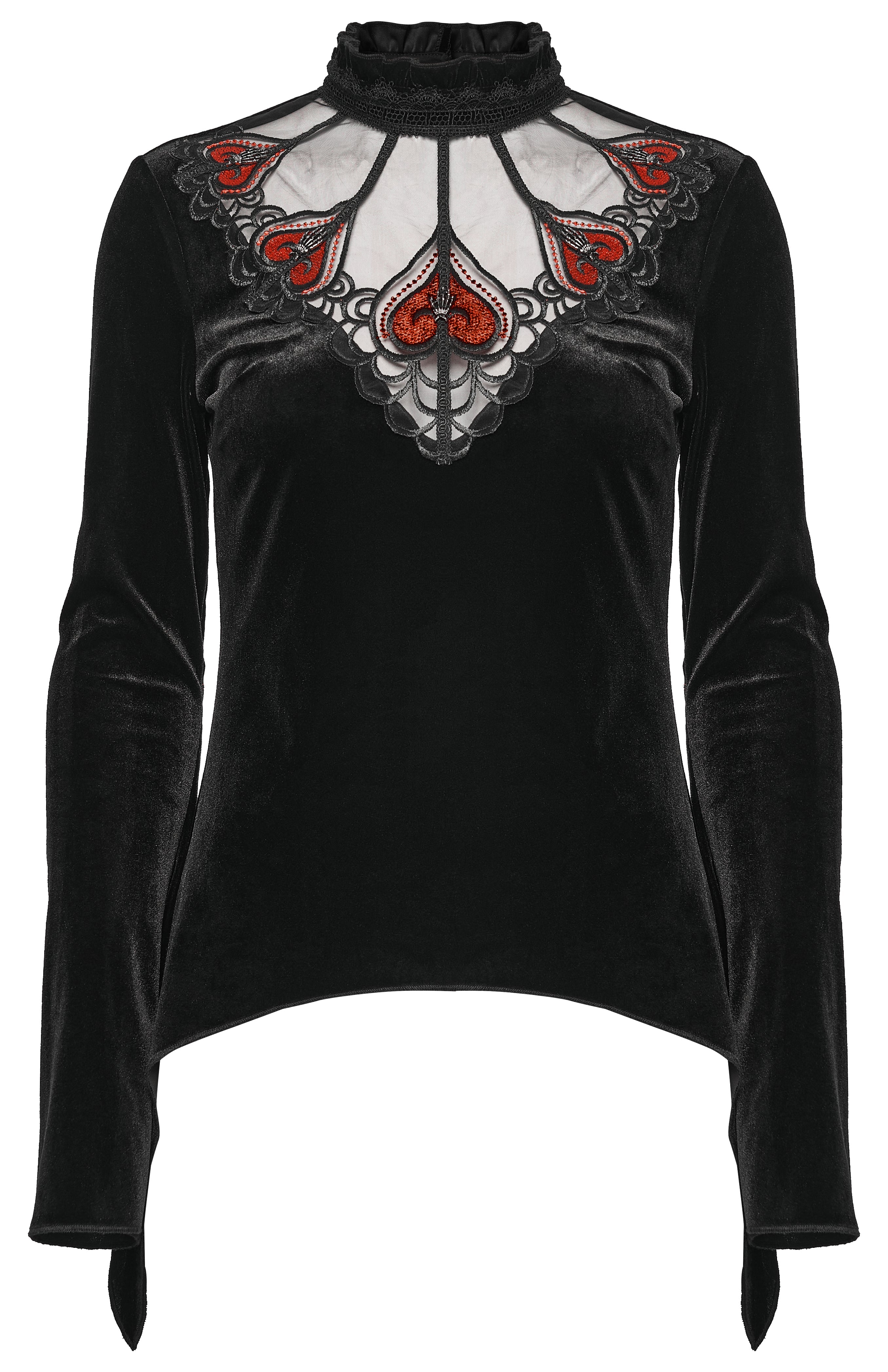Punk Rave Belladonna Demon’s Hand Velvet T-Shirt in Red