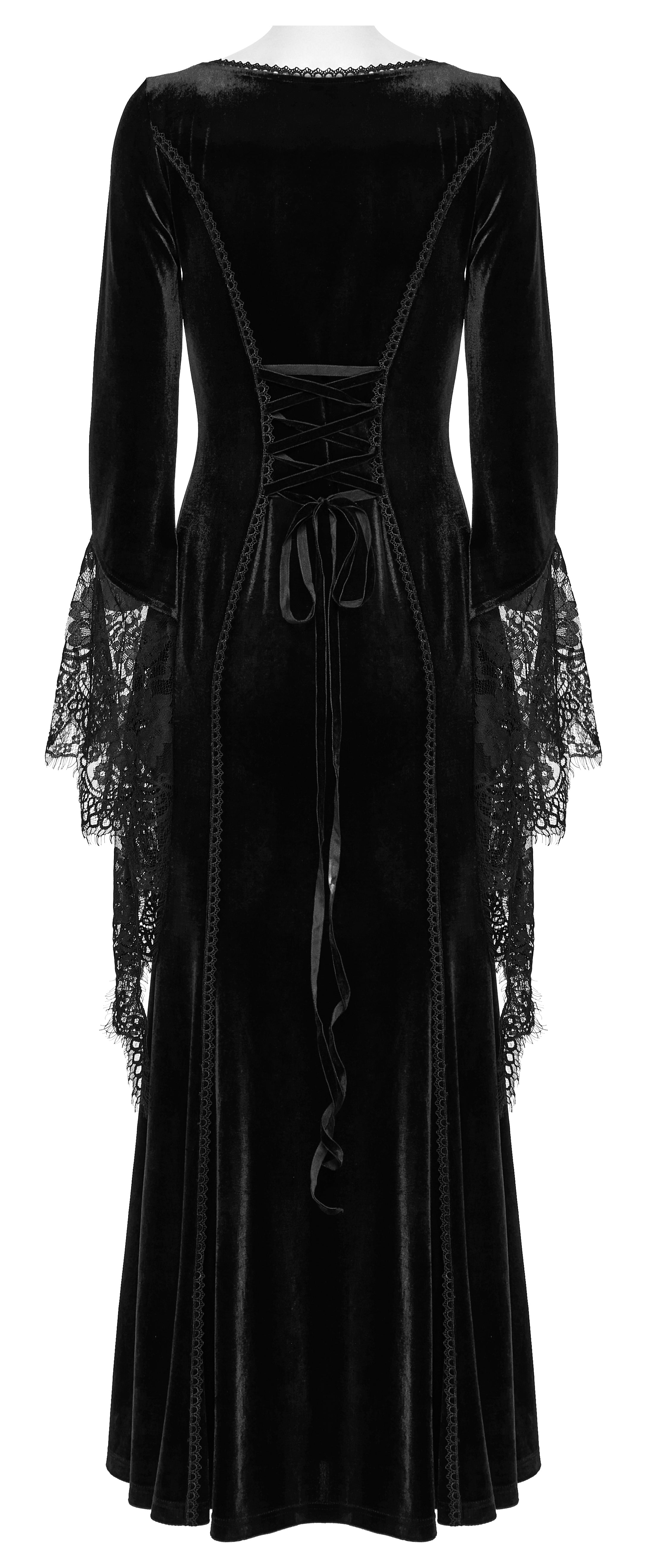 Punk Rave Isolde Velvet Lace Sleeve Dress In Black