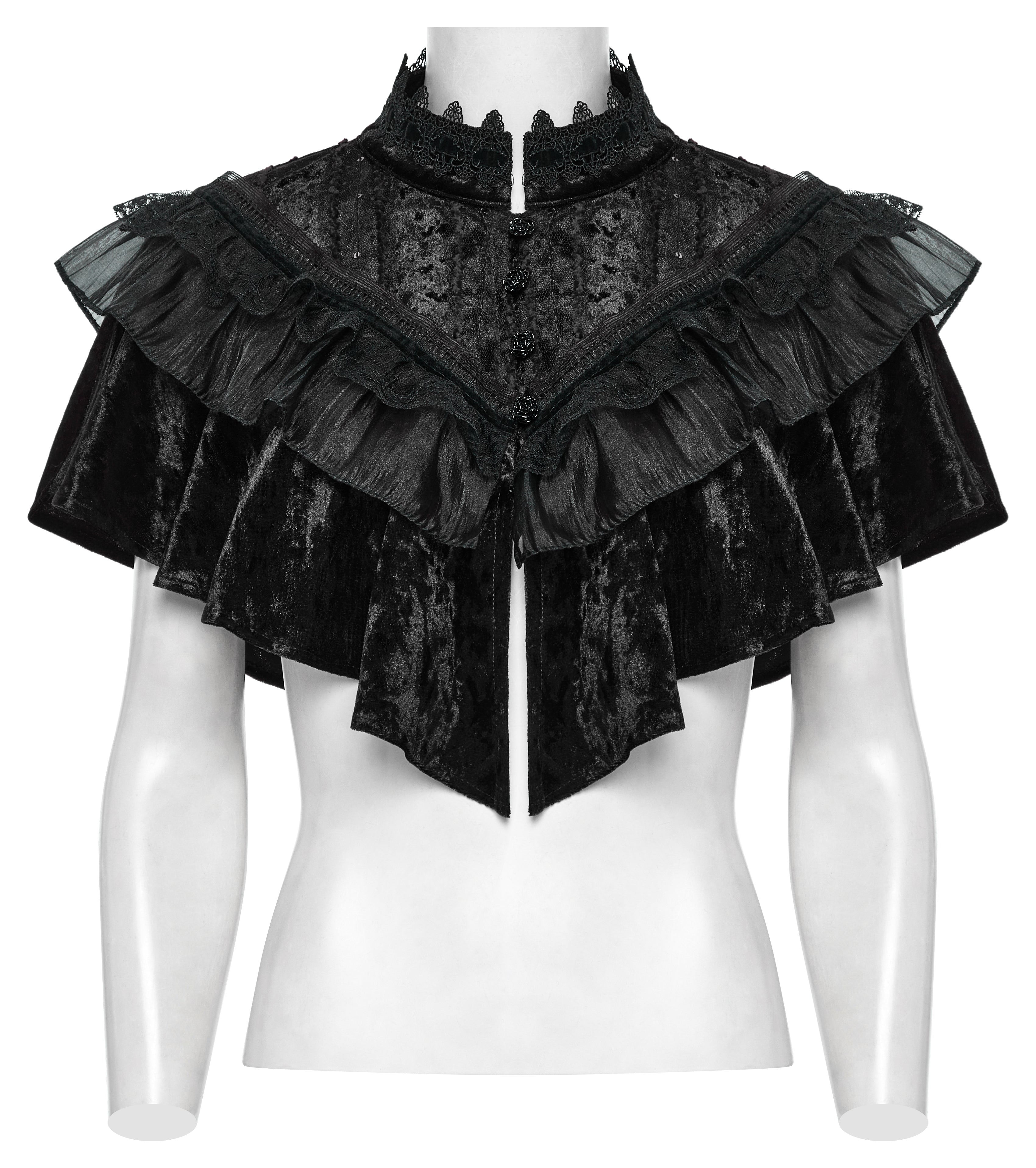 Punk Rave Elysia Velvet Ruffle Goth Shawl In Black