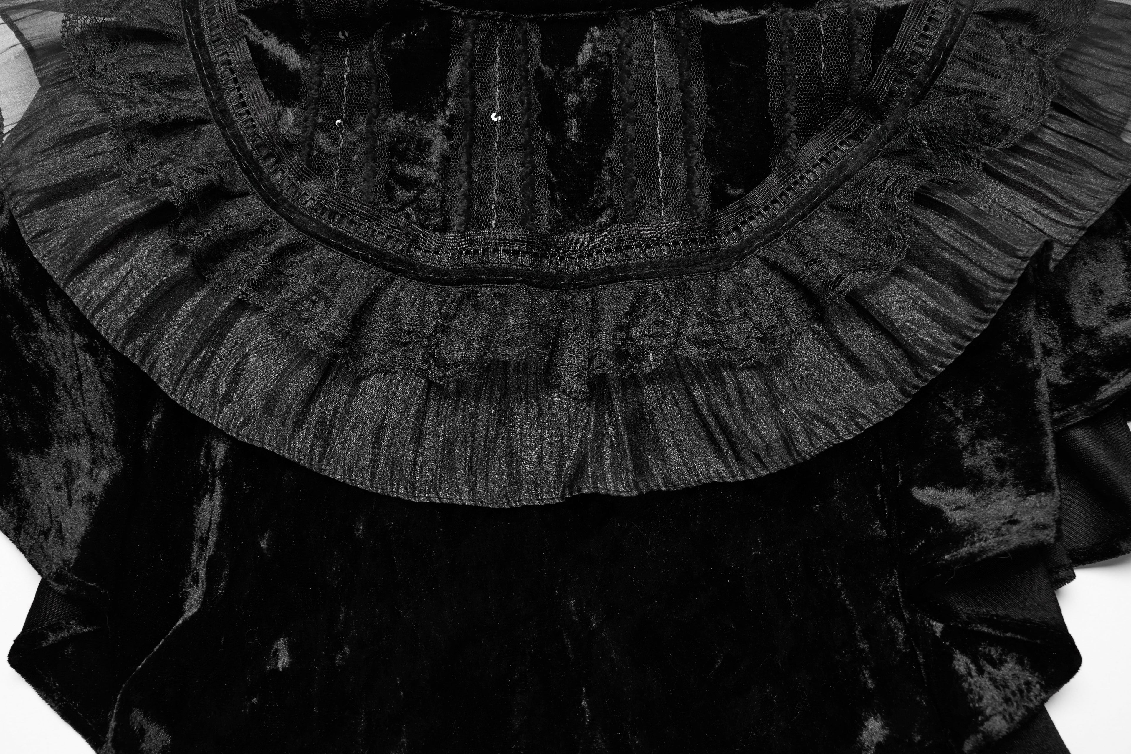 Punk Rave Elysia Velvet Ruffle Goth Shawl In Black