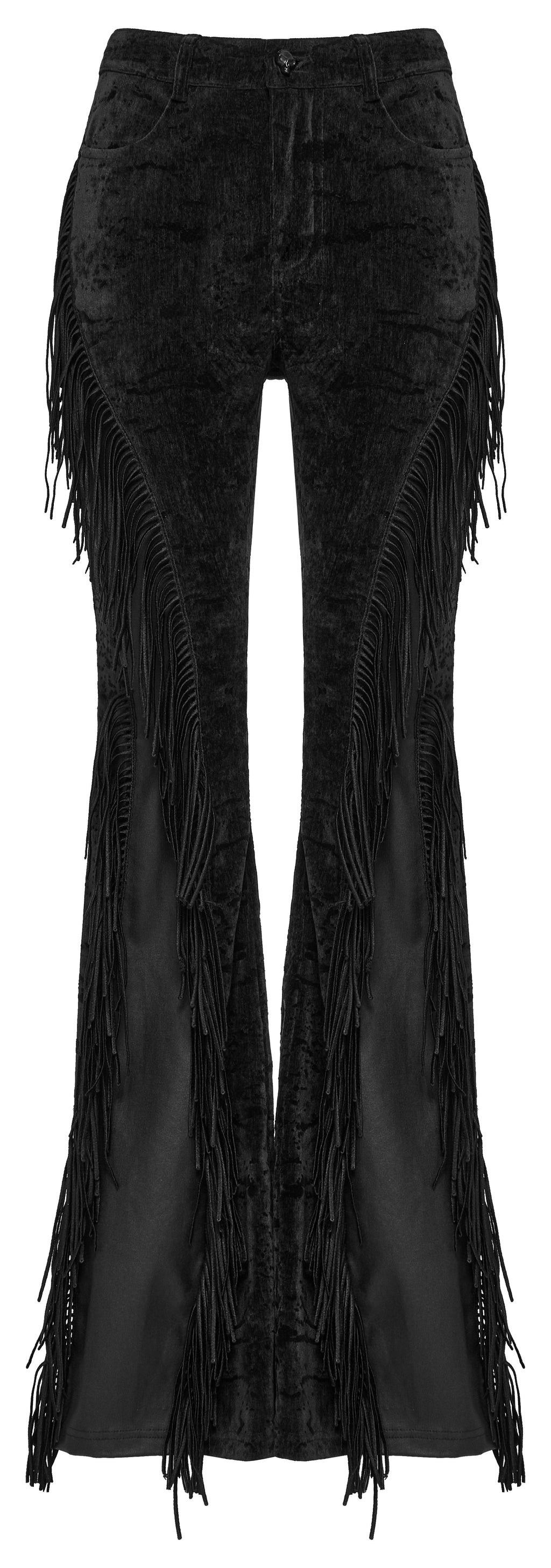 Punk Rave Morrigan Wasteland Tassel Flare Goth Trousers In Black