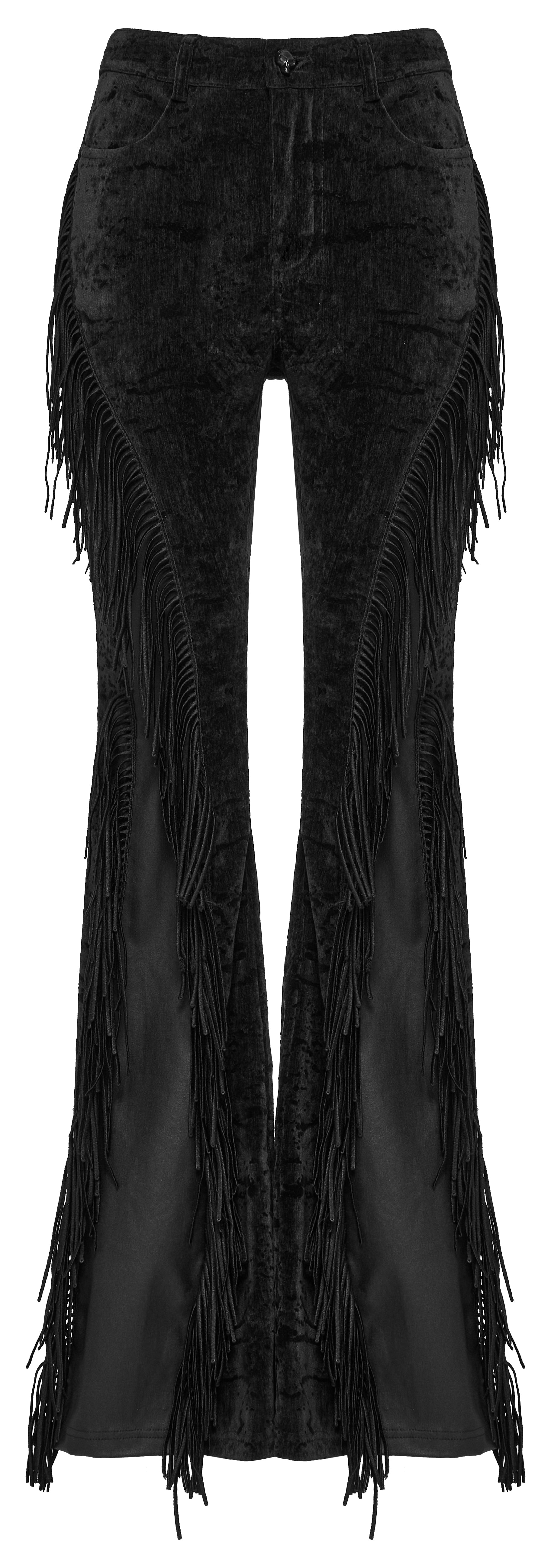 Punk Rave Morrigan Wasteland Tassel Flare Goth Trousers In Black