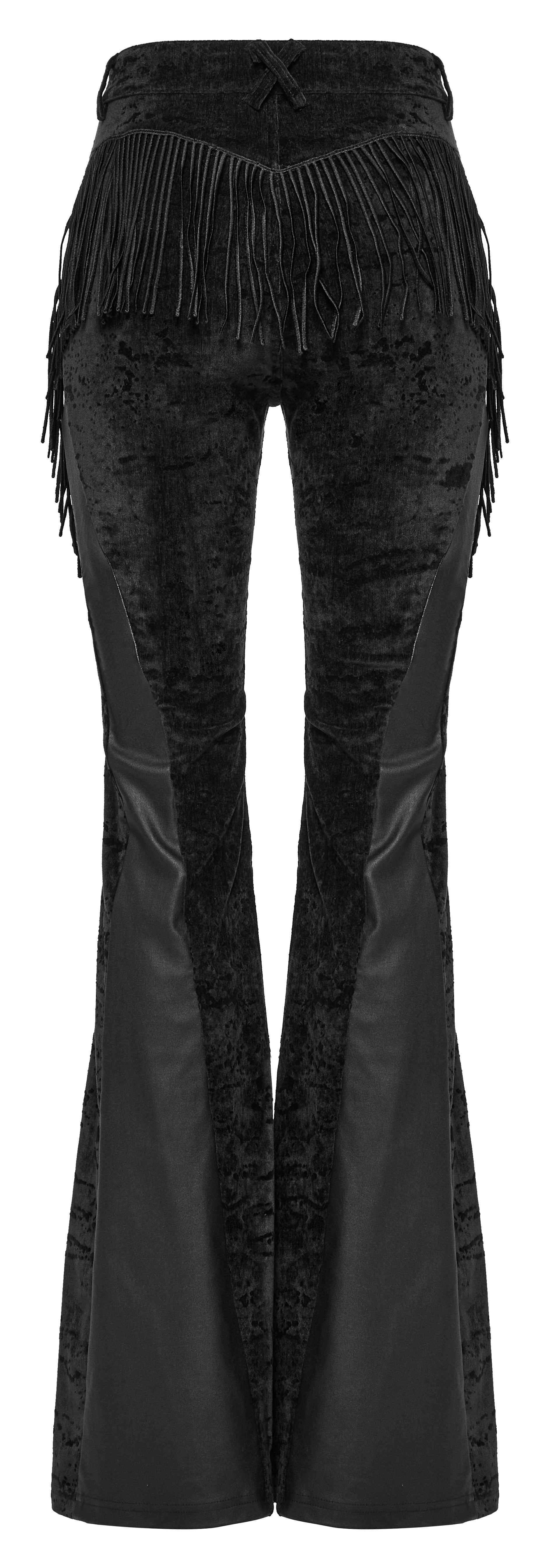 Punk Rave Morrigan Wasteland Tassel Flare Goth Trousers In Black