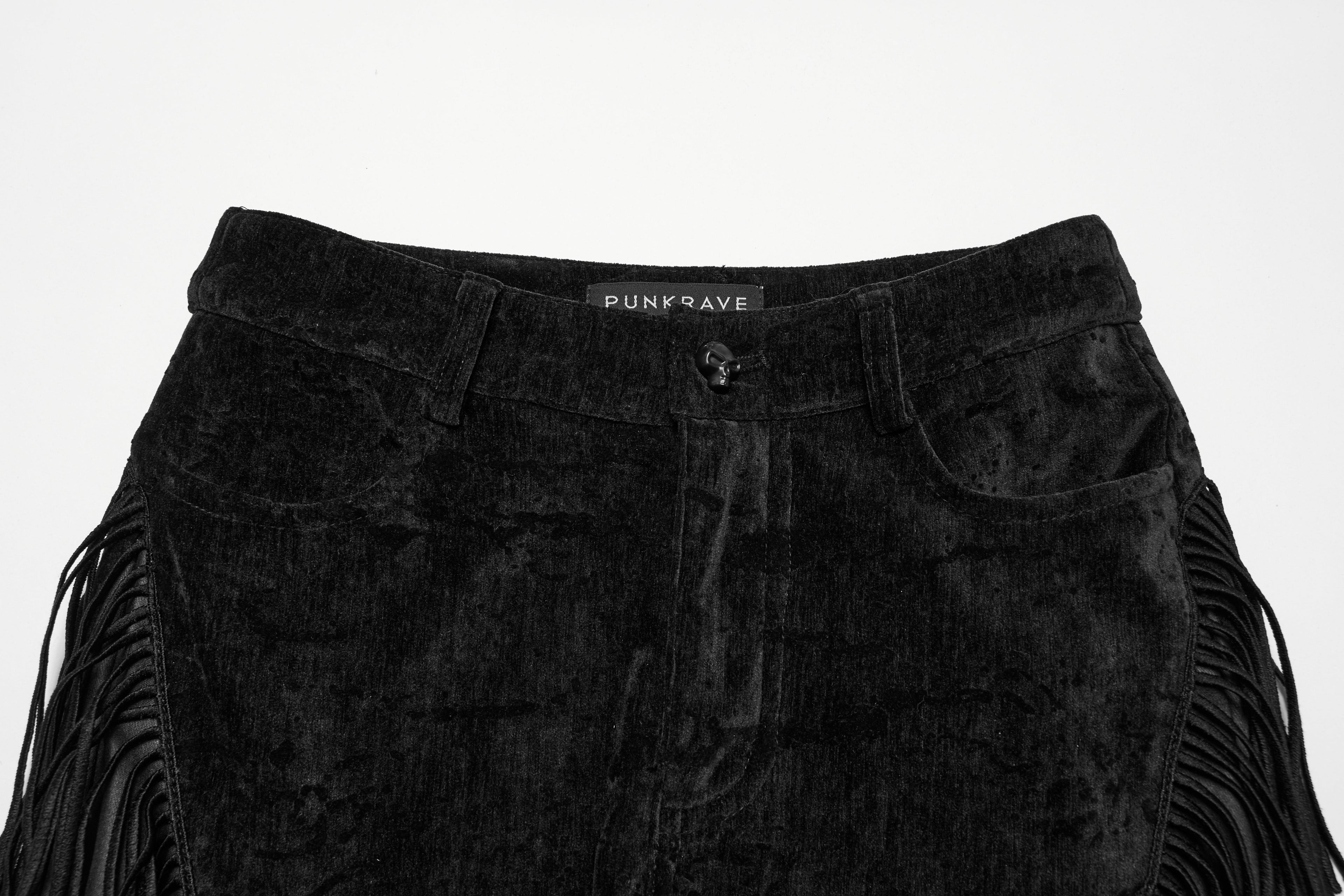 Punk Rave Morrigan Wasteland Tassel Flare Goth Trousers In Black