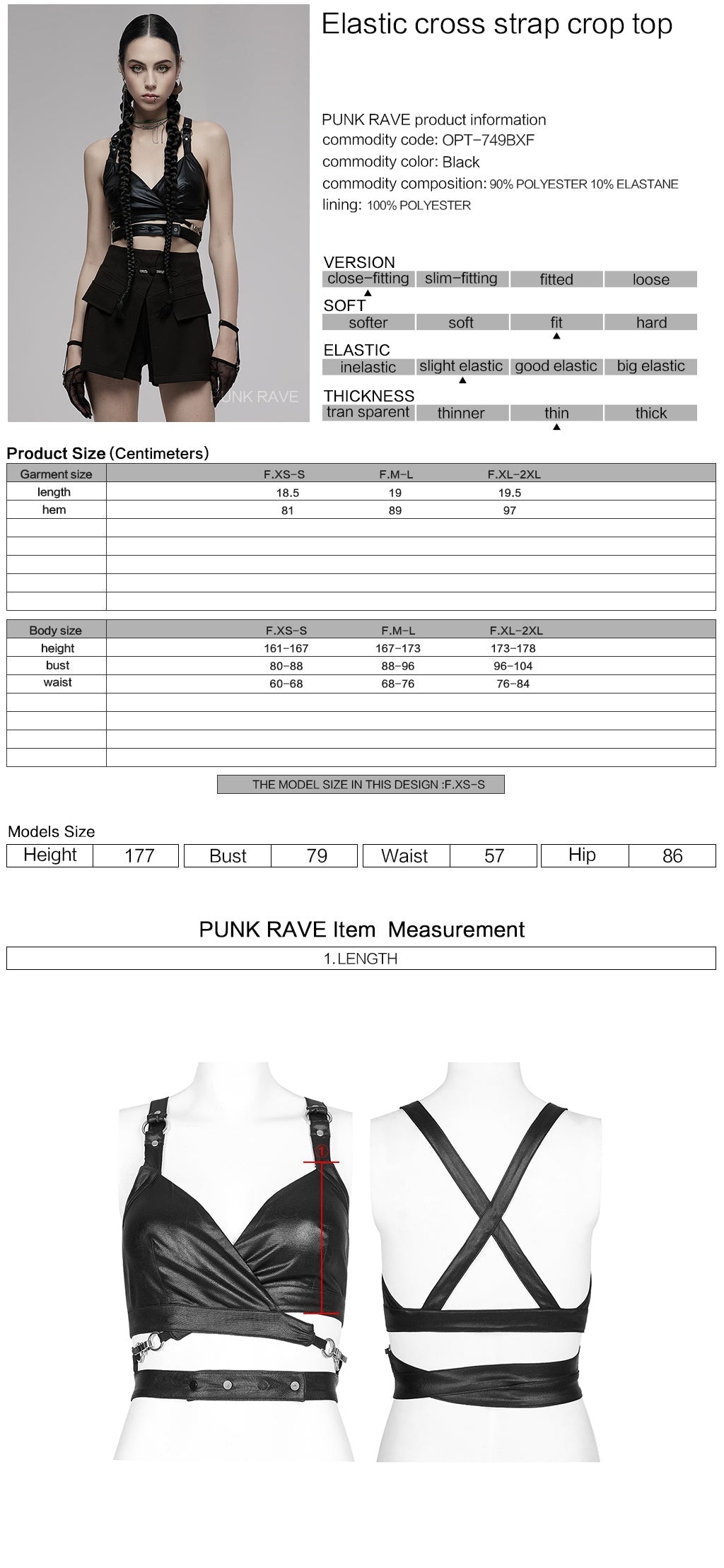 PUNK RAVE - Nyx Elastic Cross Strap Crop Top