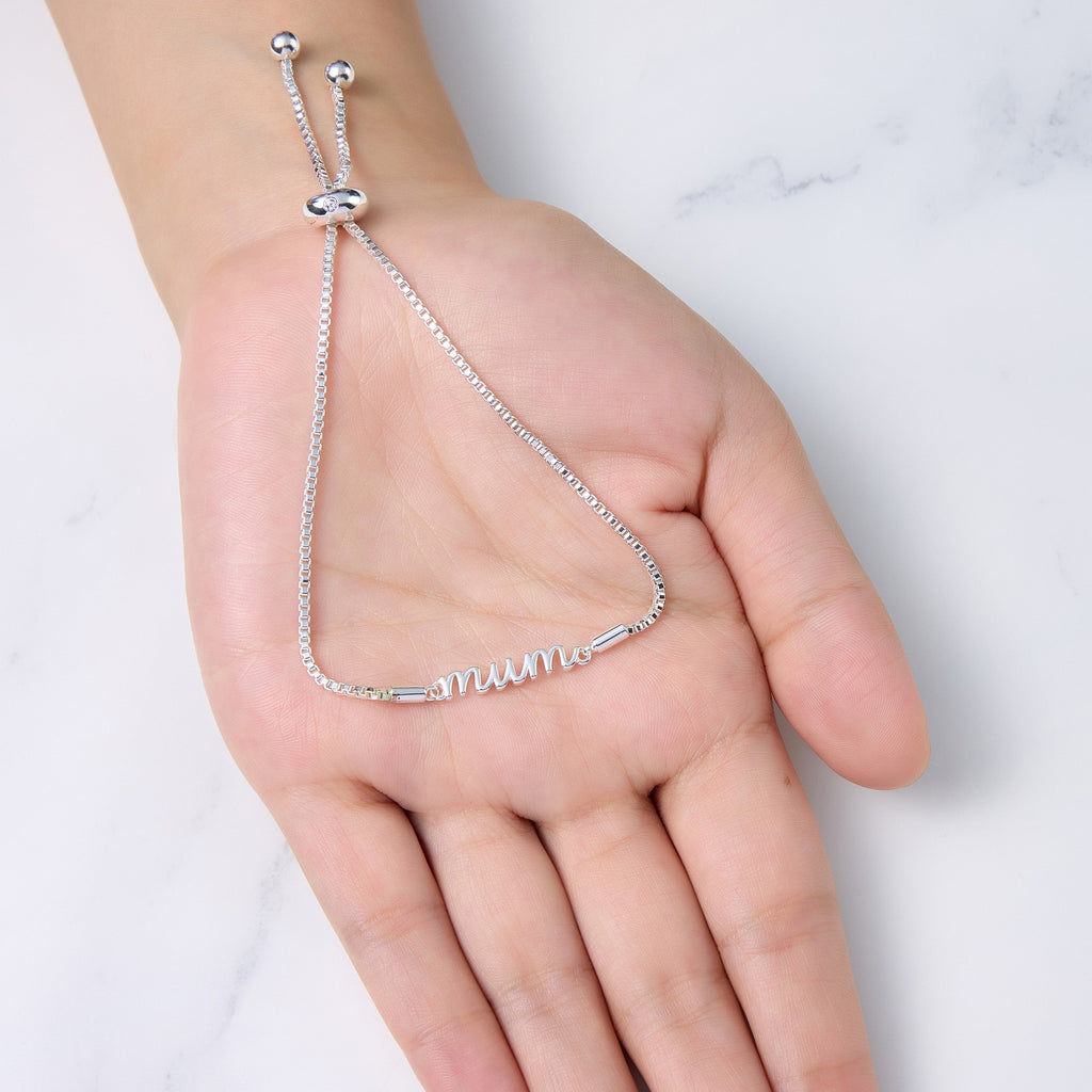 Silver Plated Mum Bracelet Created with Zircondia® Crystals with Gift Box
