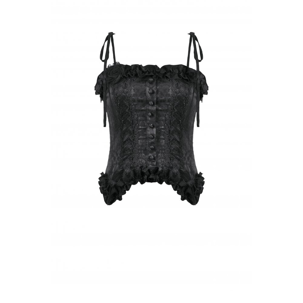 Dark in Love Selene Ruffled Floral Jacquard Corset Top - Size UK 16 Left Only!