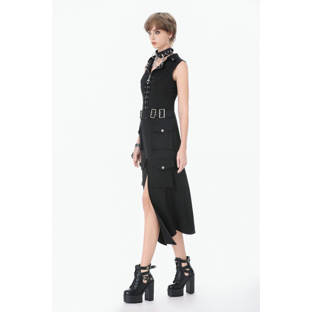 Dark in Love Punk Studded Lace-Up Vest - Alternative Top in Black