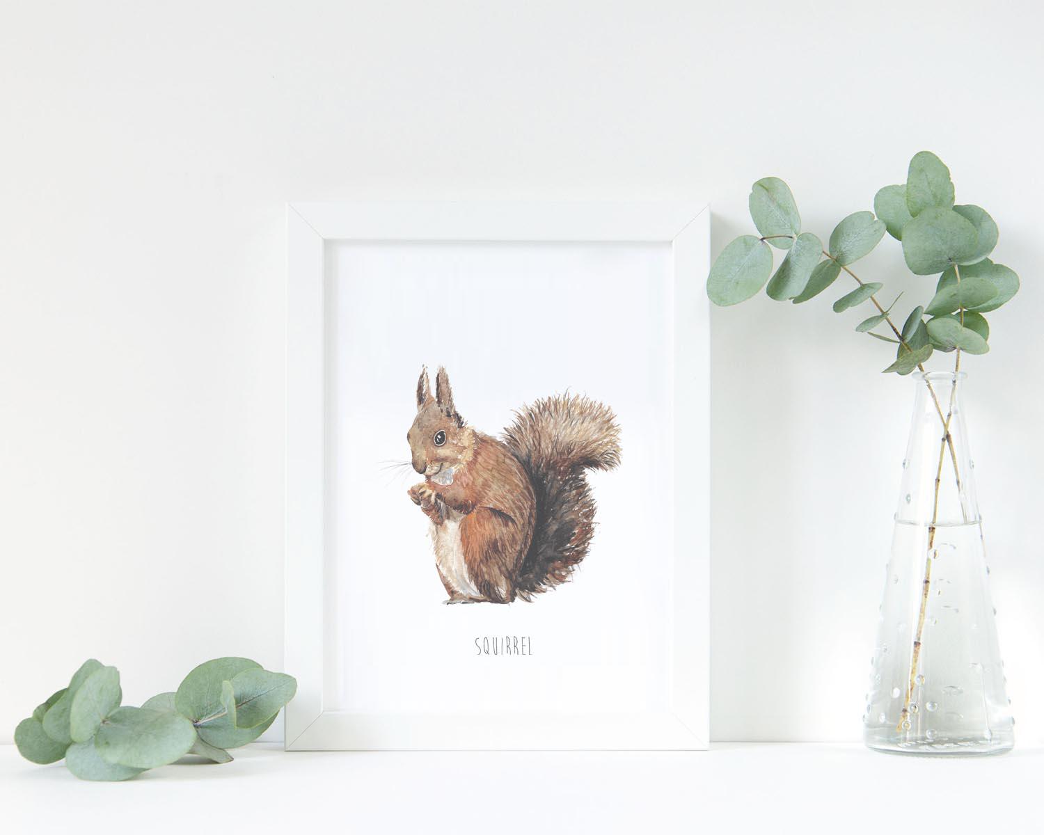Painted Squirrel Watercolour Art Print