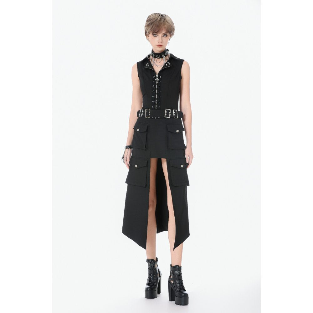 Dark in Love Punk Studded Lace-Up Vest - Alternative Top in Black