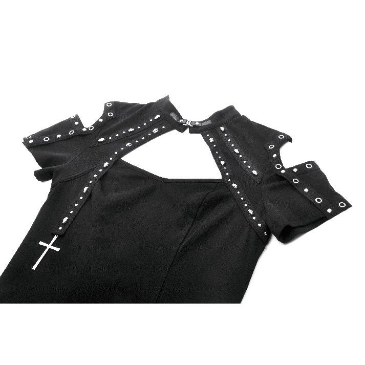 Dark in Love Seraphine Lace Off-Shoulder Goth Top in Black