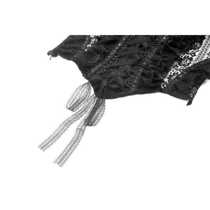 Dark in Love Ophelia Lace Off-Shoulder Gothic Top in Black