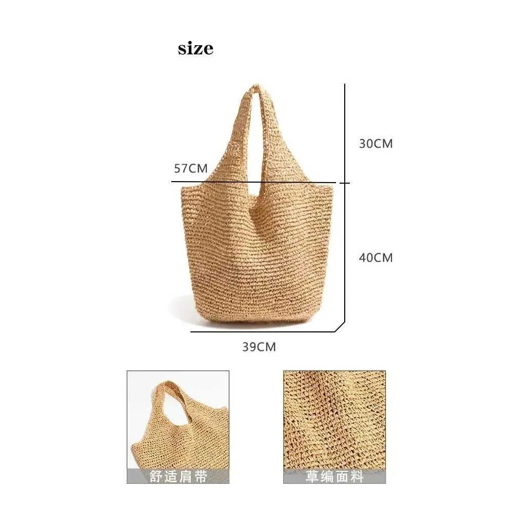 Slouchy Raffia Tote Bag Straw Beach Bag