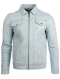 AGQ5 Men's Trucker Harrington Jacket - Sky Blue