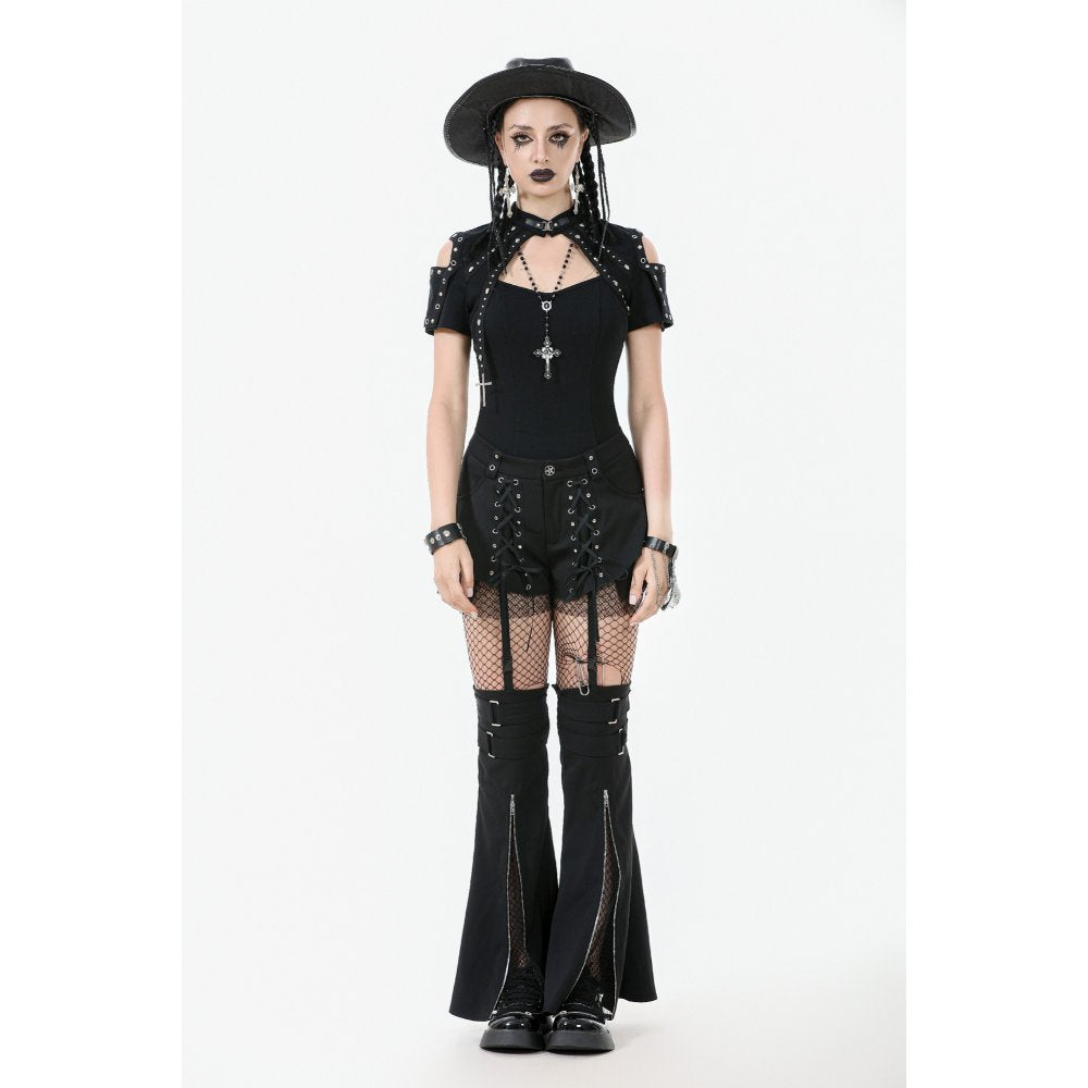 Dark in Love Lace-Up Layered Goth Convertible Flare Trousers or Shorts - Size UK 16 Left Only!
