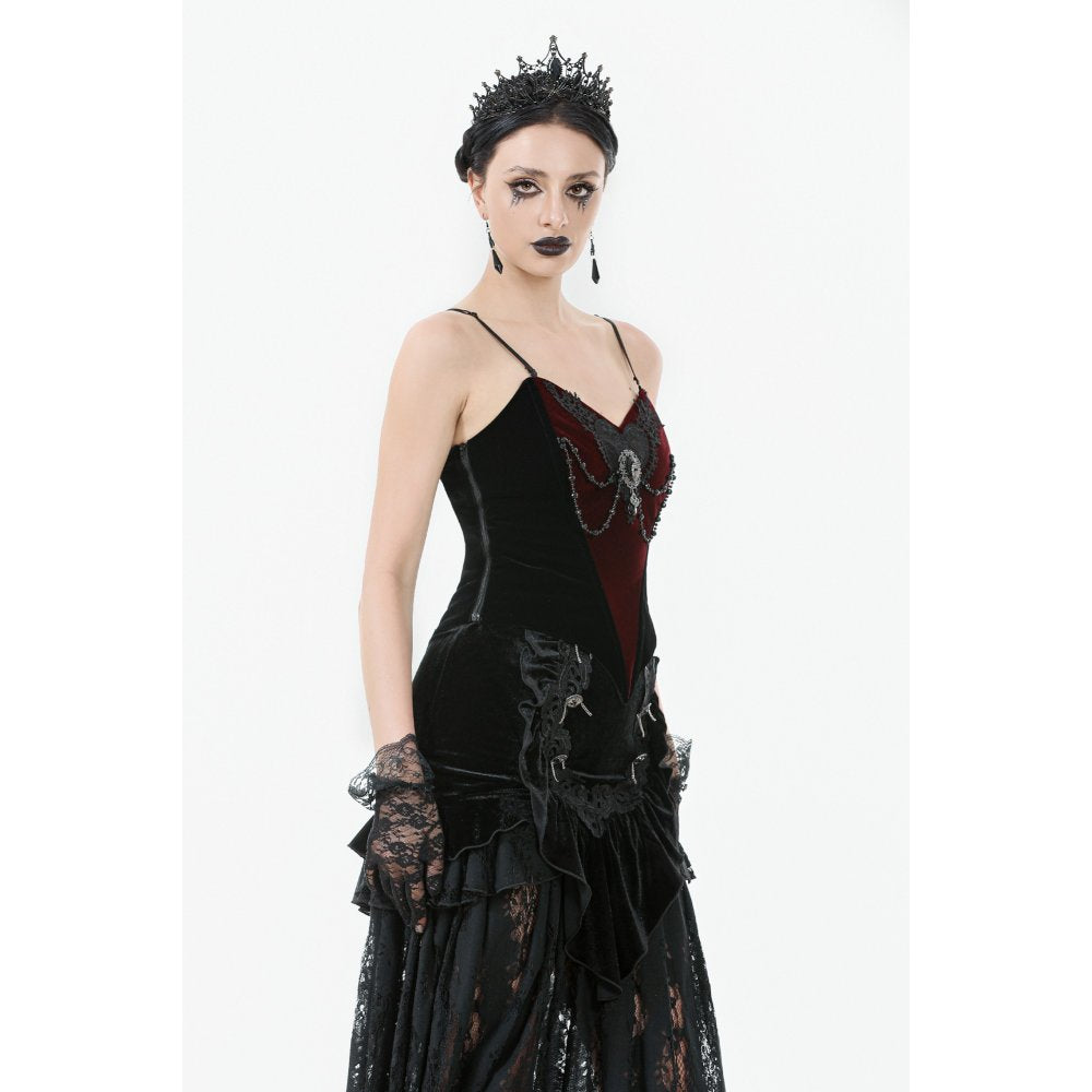 Dark in Love Morrigan Velvet & Lace Chain-Detail Top