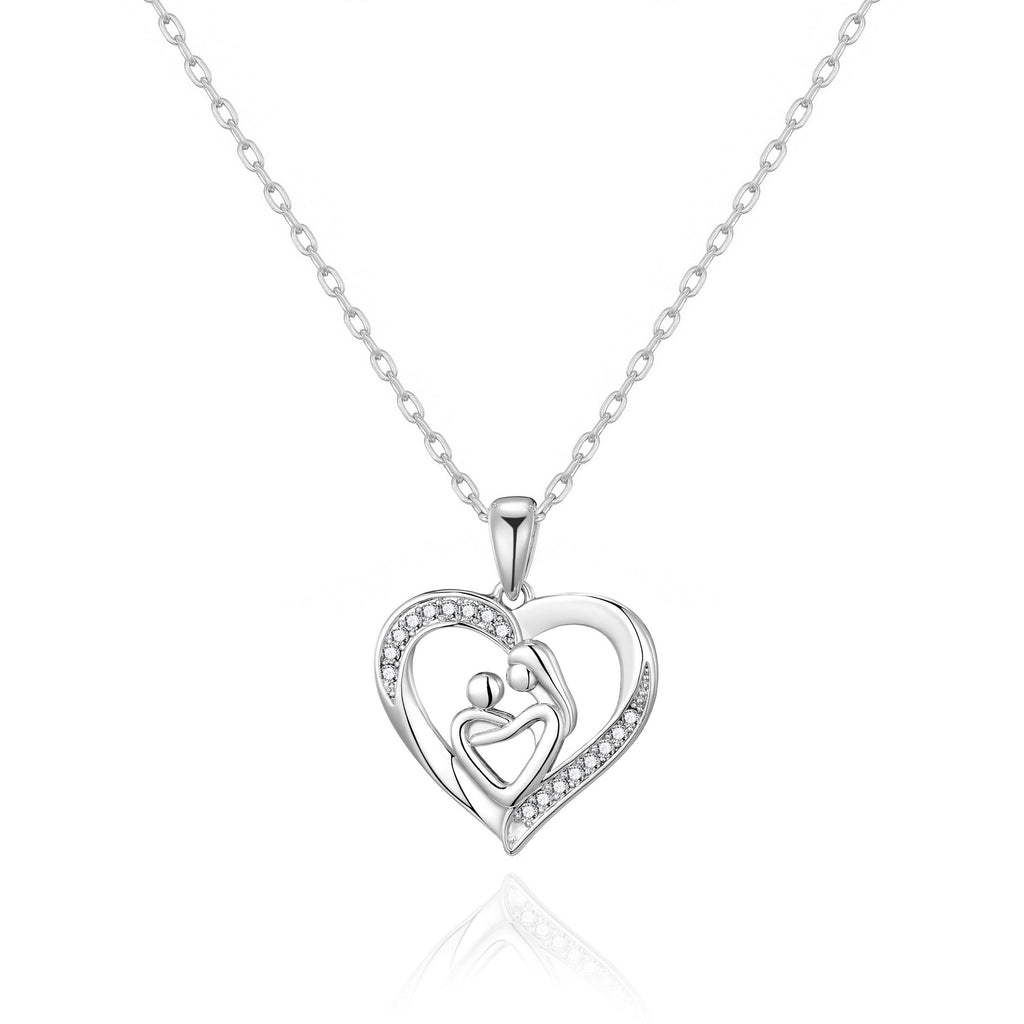 Mother And Child Necklace with Quote Card Created with Zircondia® Crystals
