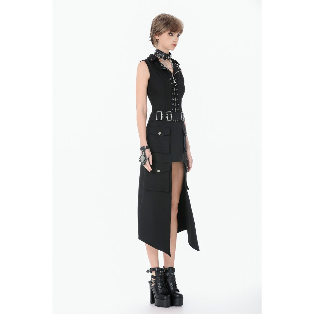 Dark in Love Punk Studded Lace-Up Vest - Alternative Top in Black