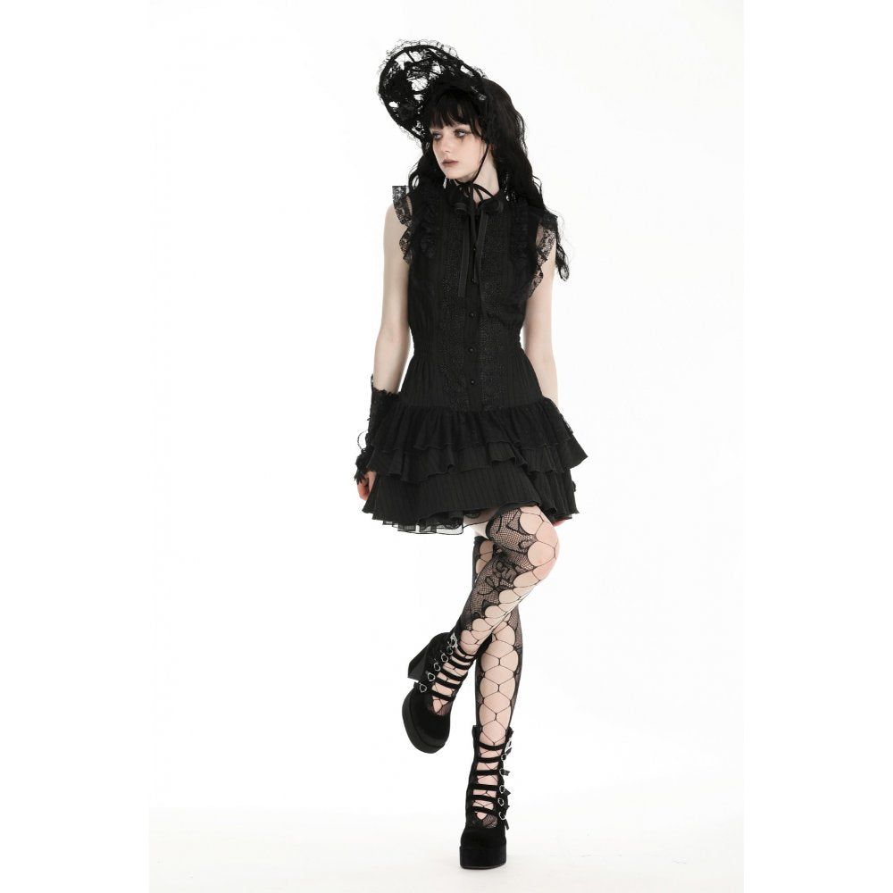 Dark in Love Diya Sleeveless Tiered Goth Dress