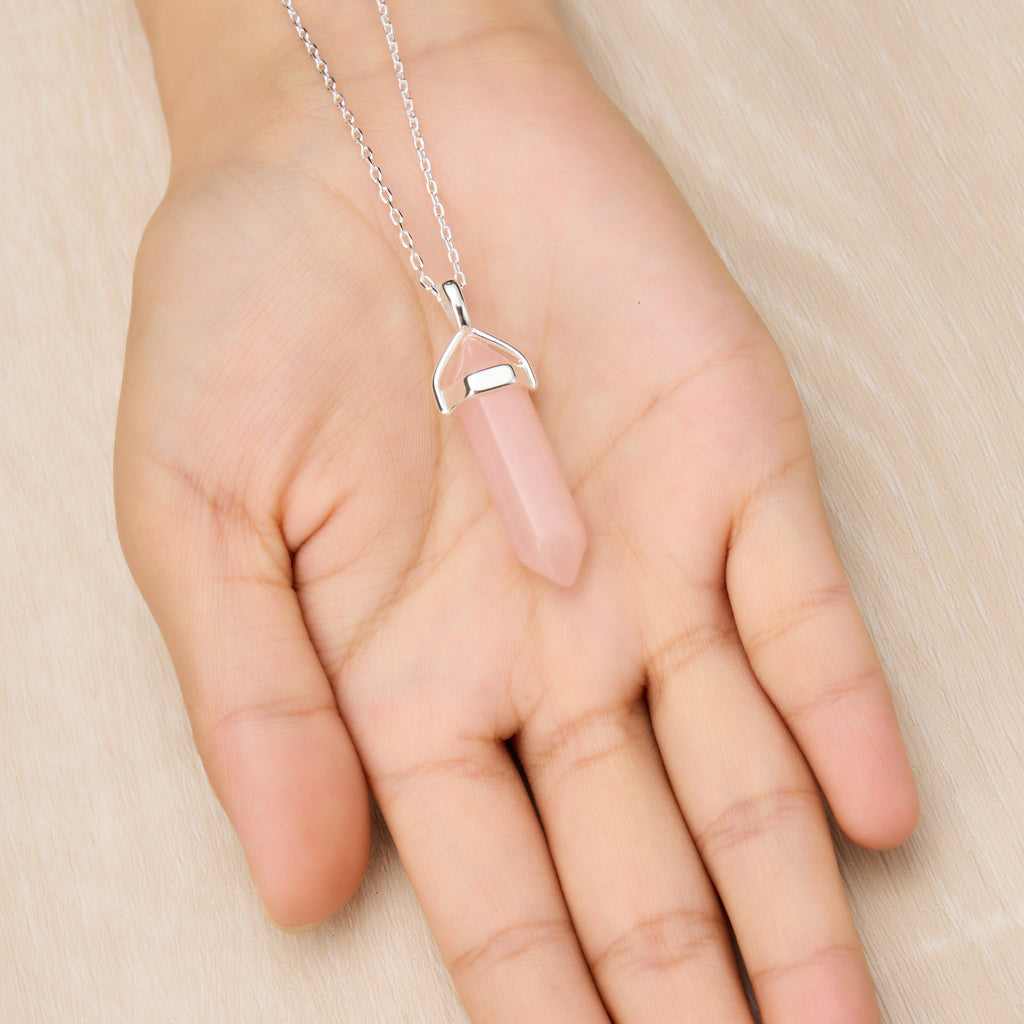 Rose Quartz Gemstone Necklace with Quote Card