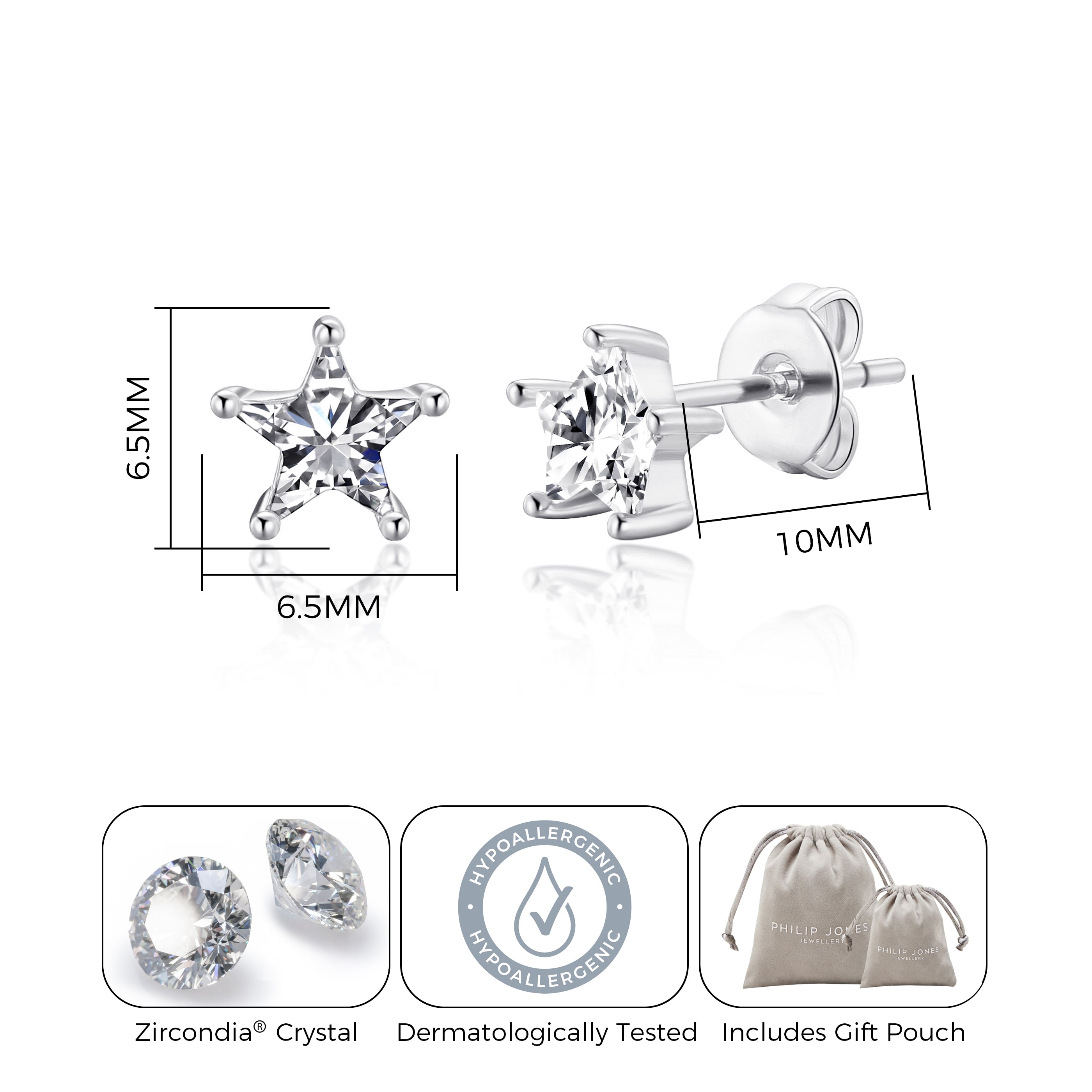 Thank You For Helping Me Shine Star Earrings Created with Zircondia® Crystals