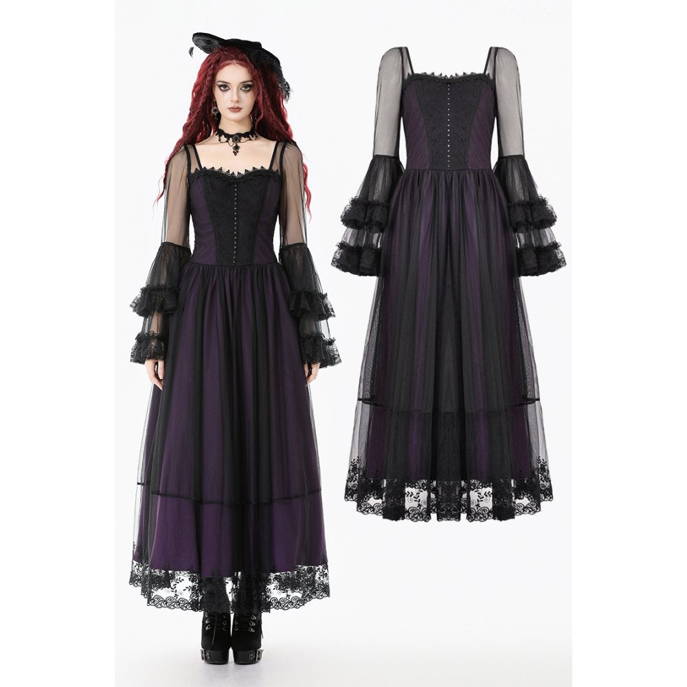 Dark in Love Lilith Bell Sleeve Gothic Maxi Dress