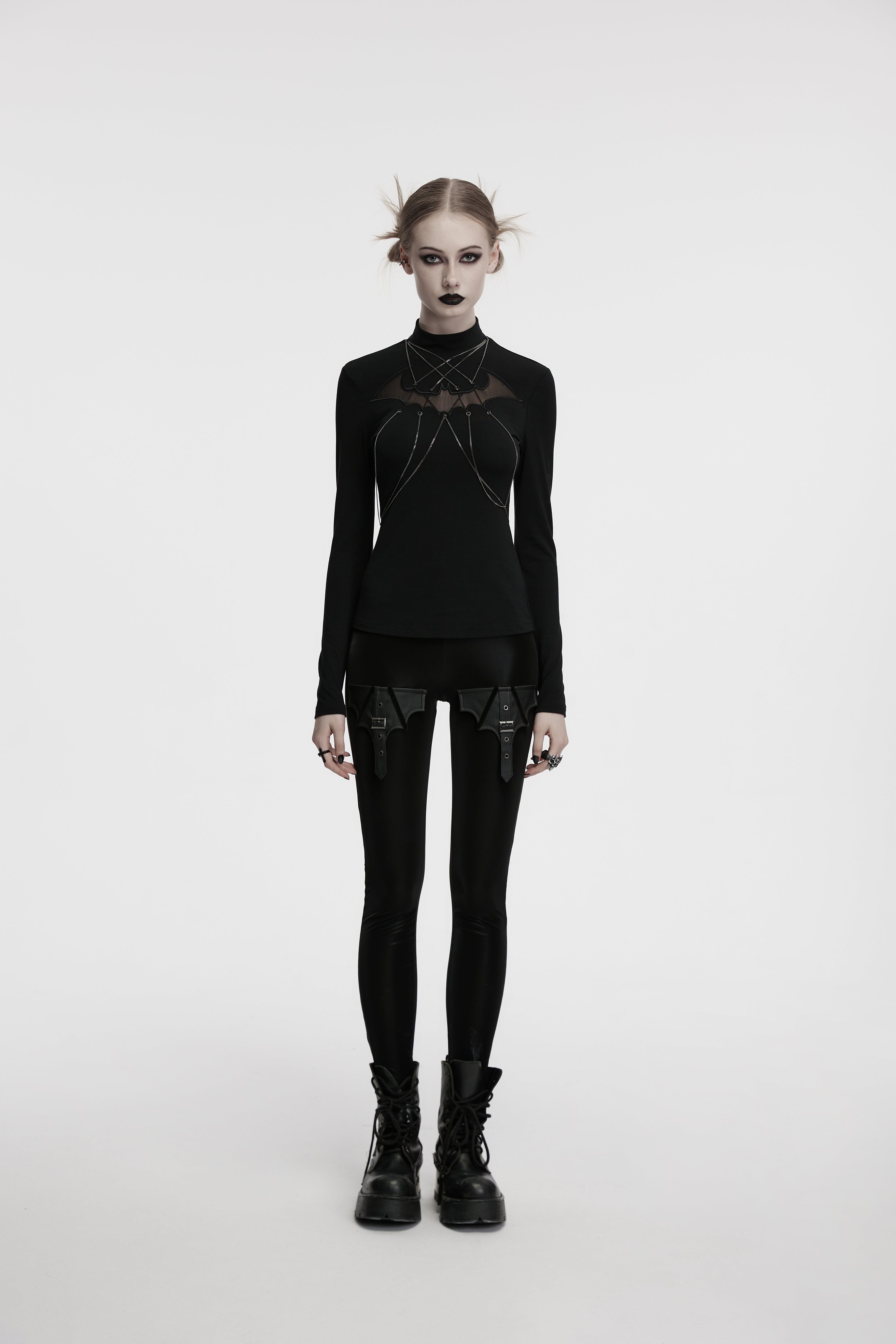 Punk Rave Morrigan Bat Chain Goth Top In Black