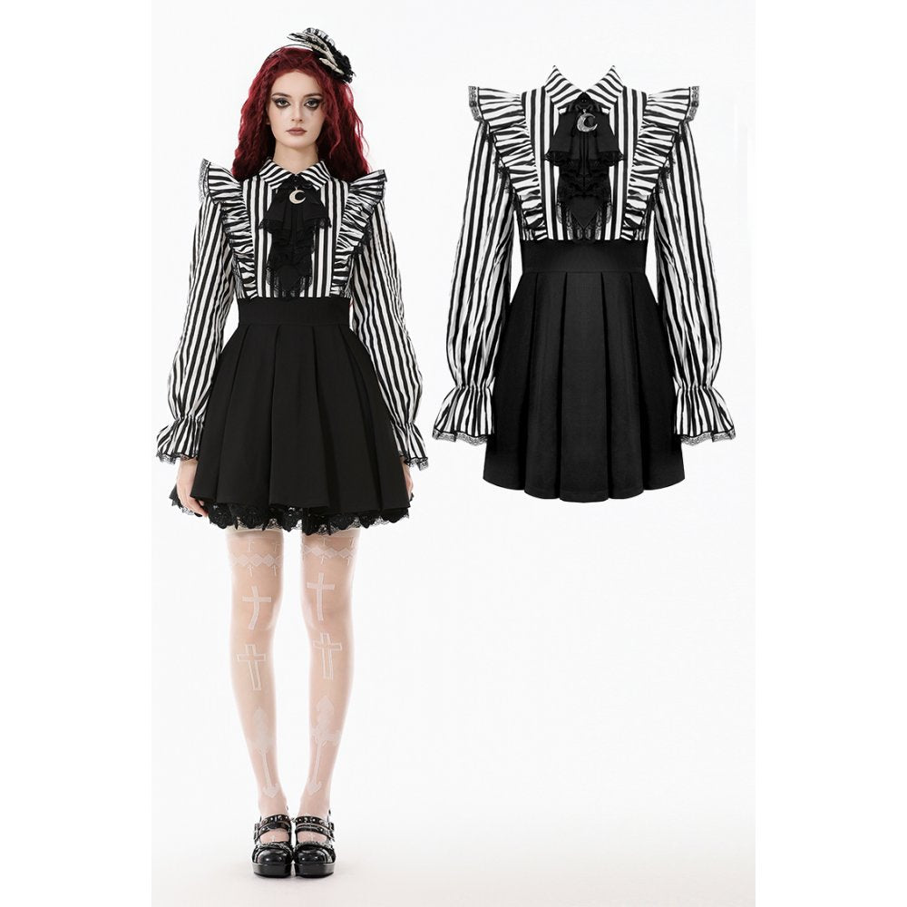 Dark in Love Striped Ruffle Gothic Lolita Dress
