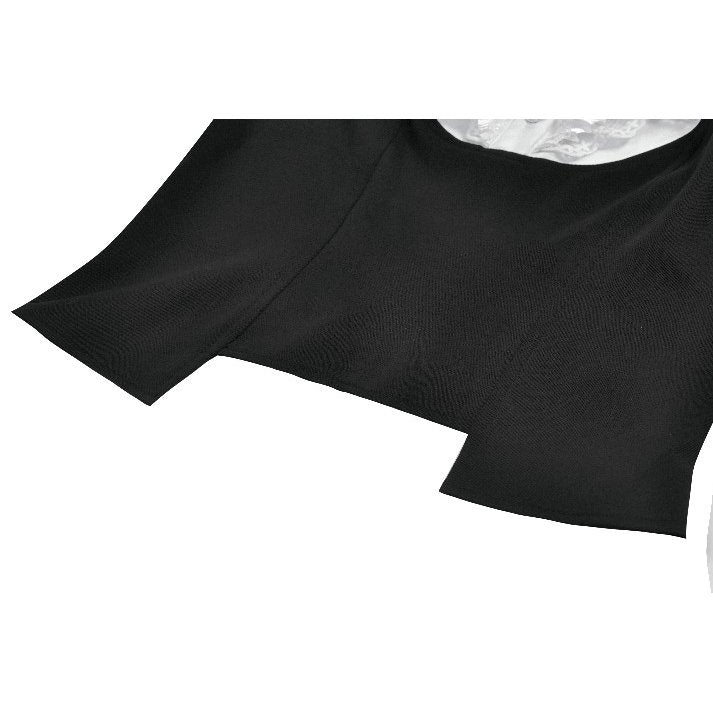Dark in Love Court-Style Black & White Lace Blouse