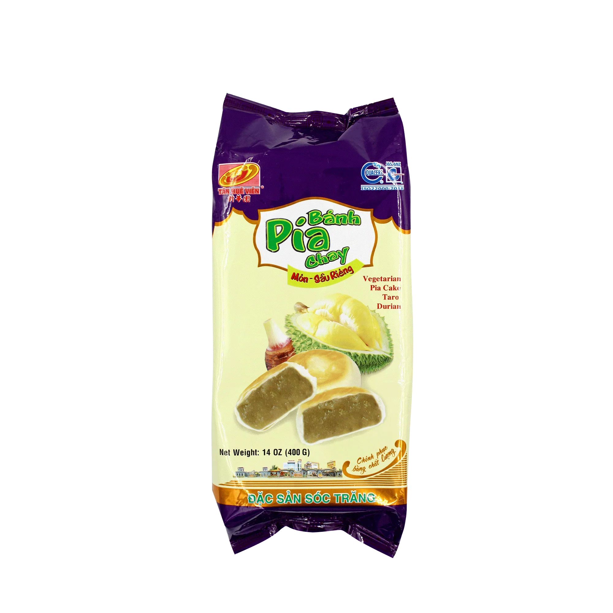 TAN HUE VIEN Pia Cake Durian & Taro 400g