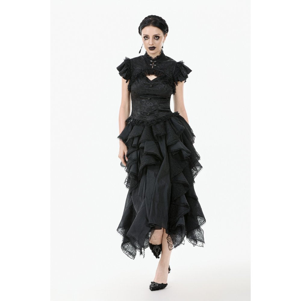 Dark in Love Seraphine Lace Shoulder Goth Top