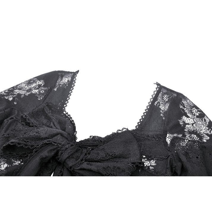 Dark in Love Emersyn Elegant Gothic Lace-Trimmed Long Robe