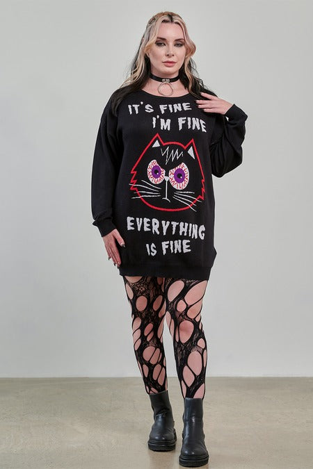 Banned Apparel Gothic Jumper Dress Black Oversized Knit