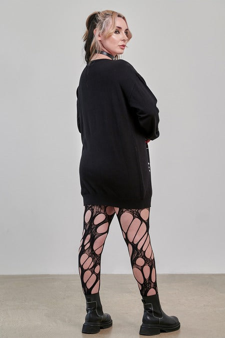 Banned Apparel Gothic Jumper Dress Black Oversized Knit