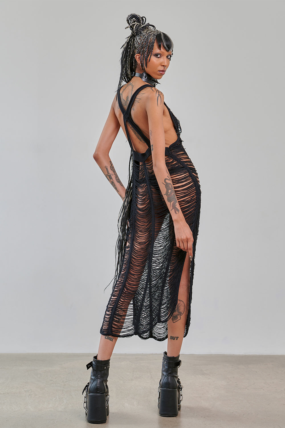 Banned Apparel Gothic Mesh Dress Sheer Distressed Black
