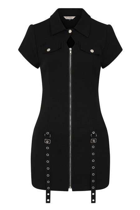 Banned Alternative Tartan Night Zip Dress