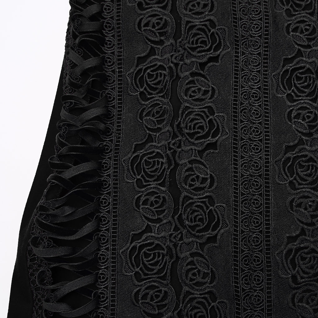 Punk Rave - Belladonna Goth Rose Fishtail Skirt - Size UK 16 Left Only!