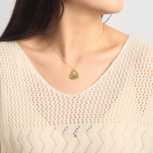 18k Gold Nan Heart Necklace Created with Zircondia® Crystals