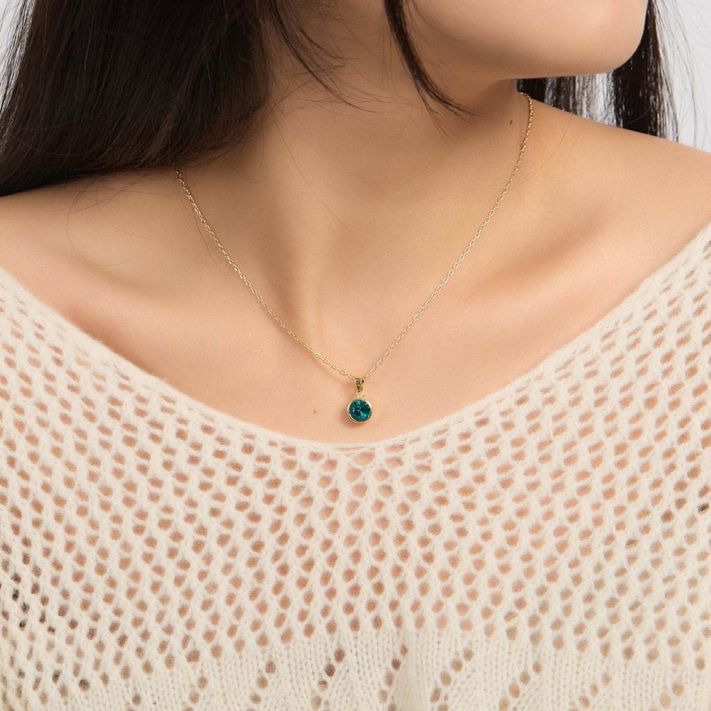 18k Gold Plated December (Blue Topaz) Birthstone Necklace Created with Zircondia® Crystals