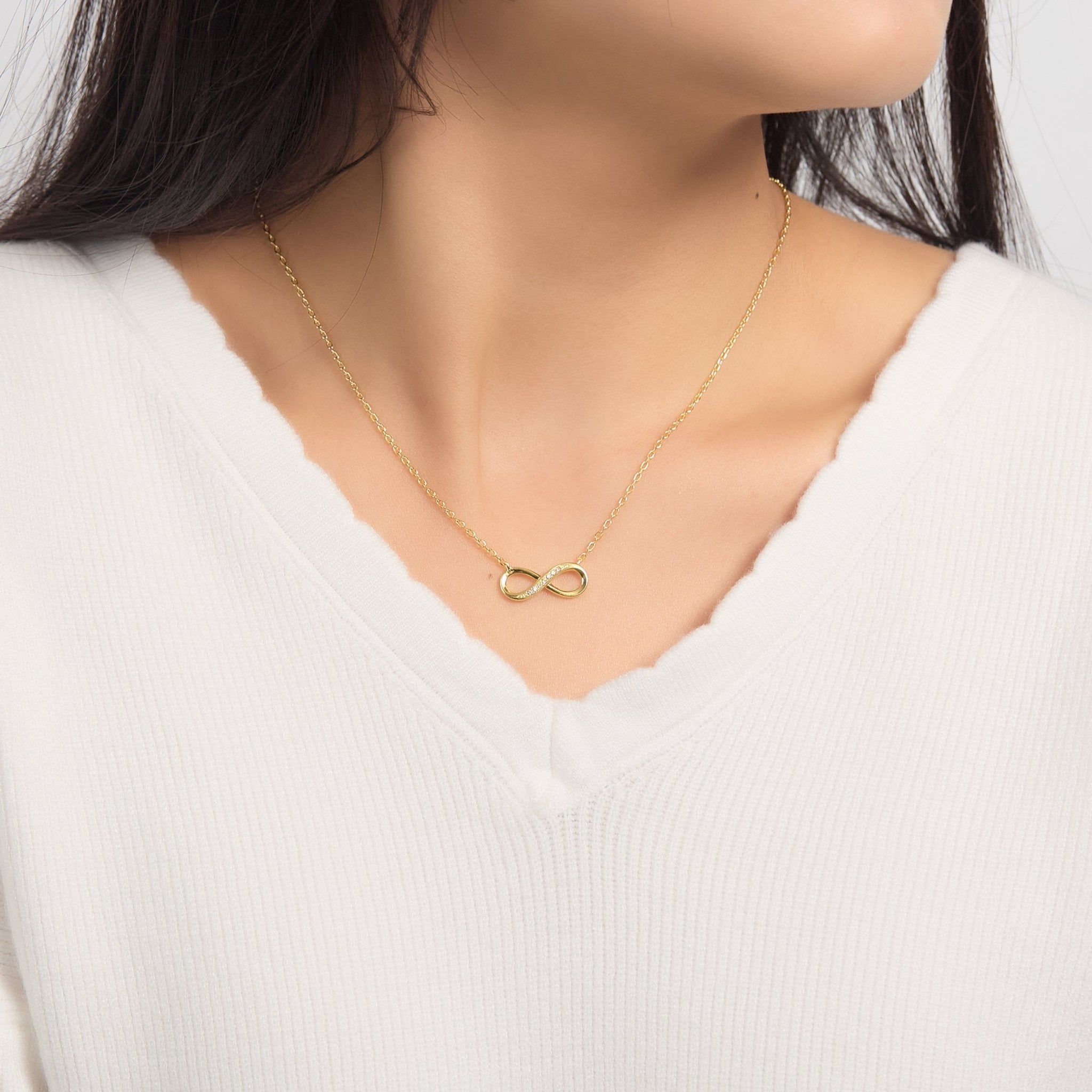 18k Gold Plated Infinity Pendant Necklace Created with Zircondia® Crystals