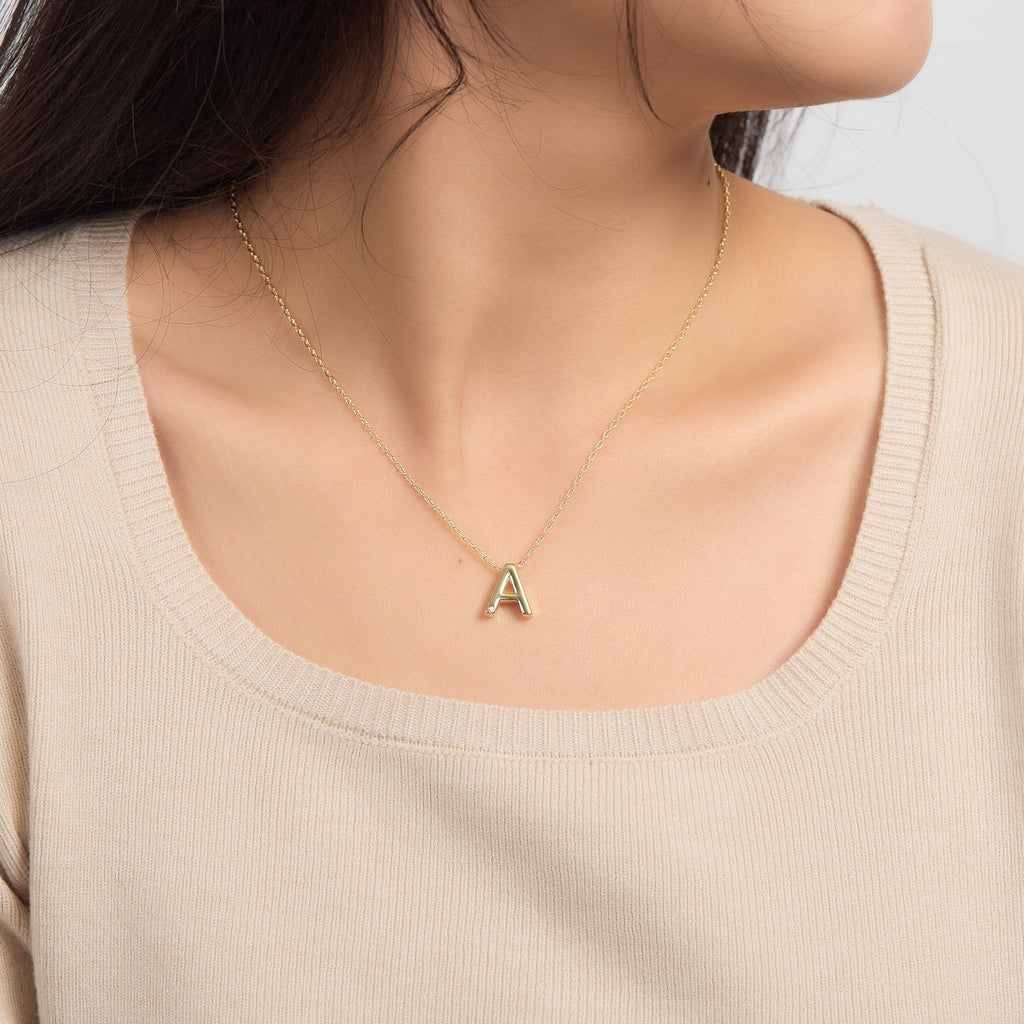 18k Gold Plated Initial Necklace Letter A Created with Zircondia® Crystals