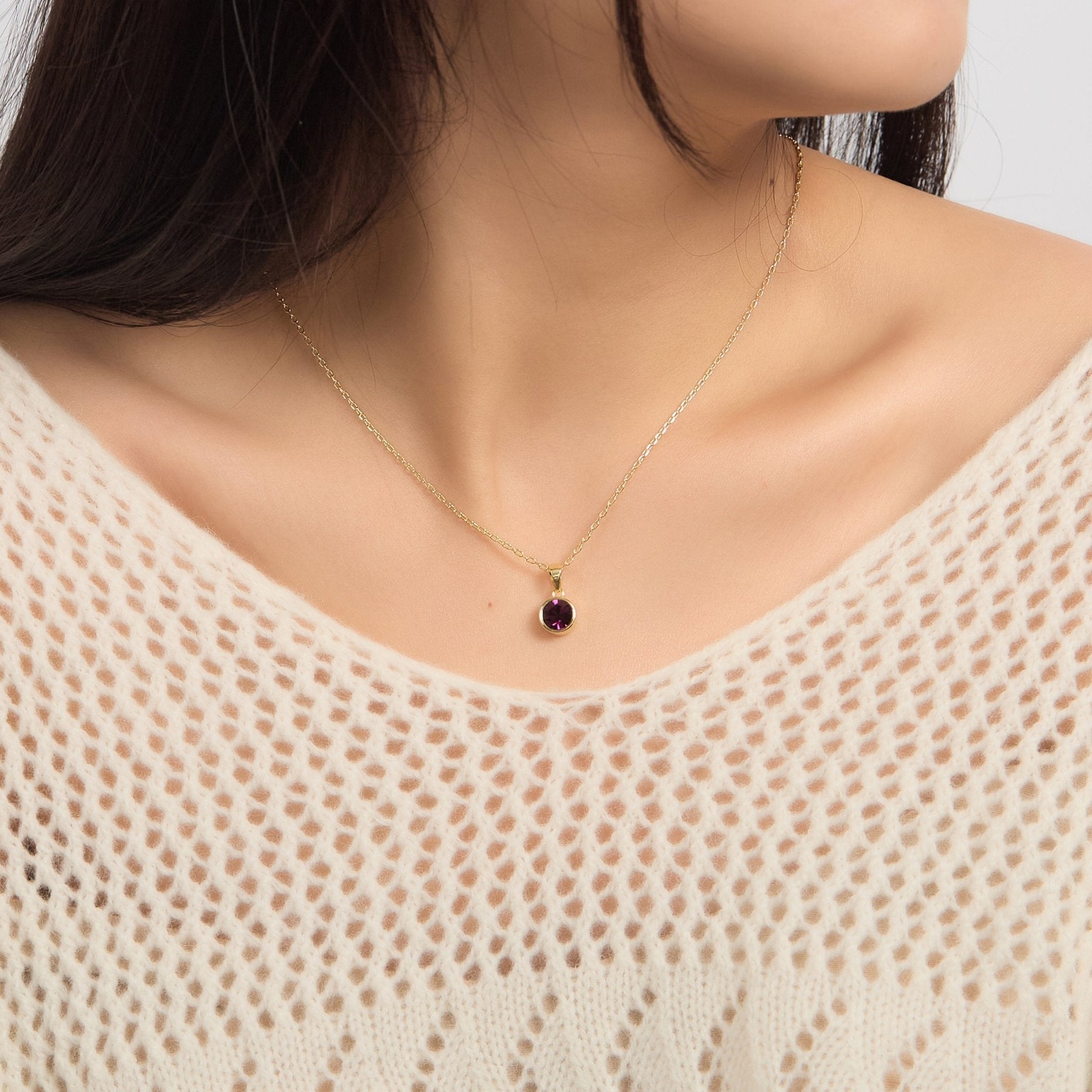 18k Gold Plated June (Alexandrite) Birthstone Necklace Created with Zircondia® Crystals