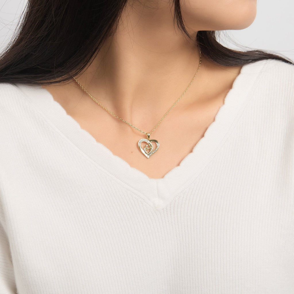 18k Gold Plated Mother And Child Necklace Created with Zircondia® Crystals